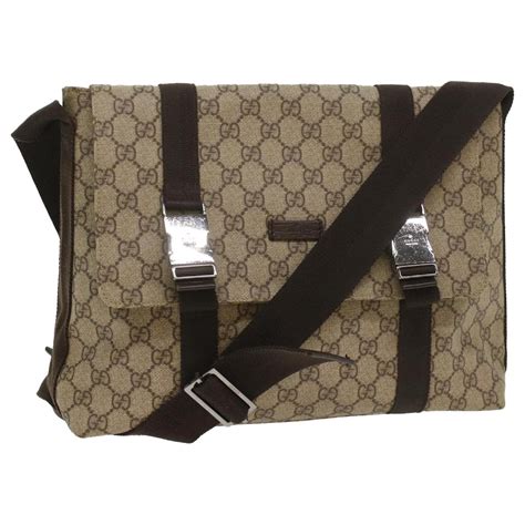 122373 gucci|GUCCI GG Supreme Shoulder Bag PVC Leather Beige 122373 .